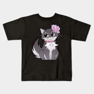 Gray Cute Cat Kids T-Shirt